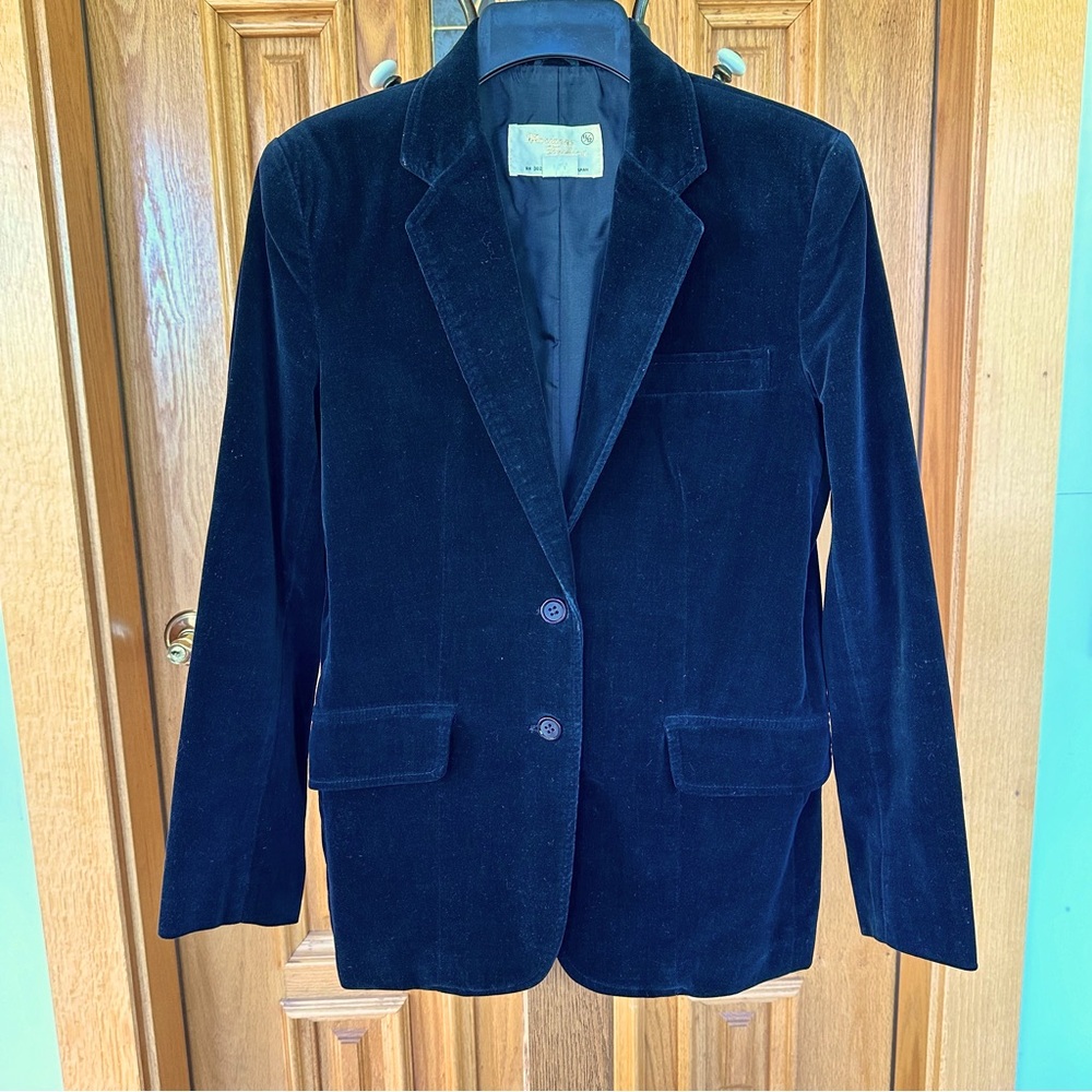 Marianne Fashion velour 100% cotton black blazer jacket size S fully lined nylon